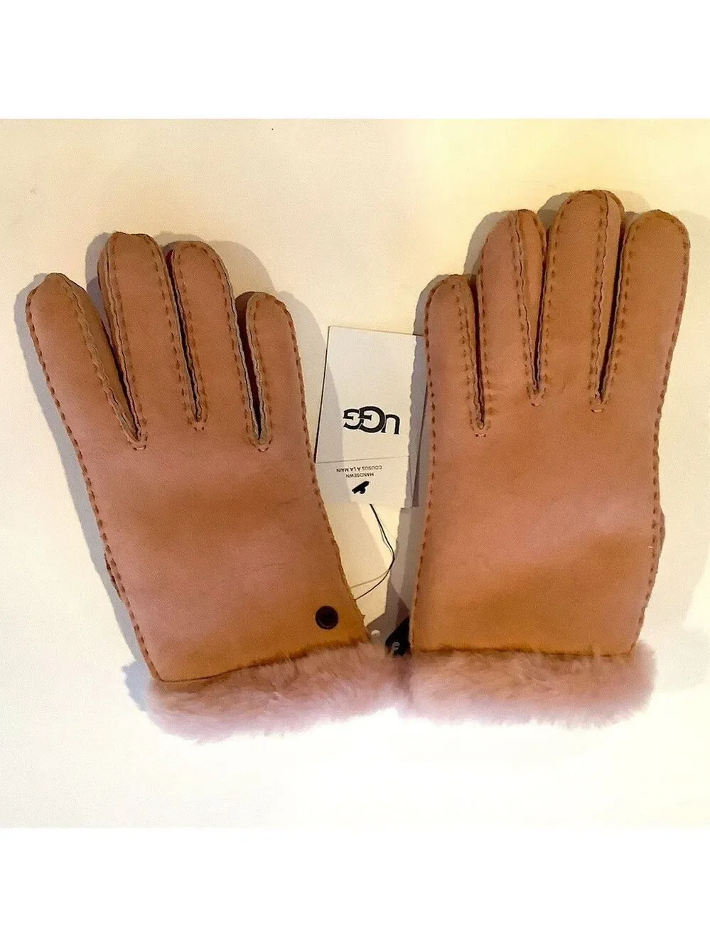UGG Genuine Suede & Sheepskin Shearling Gloves Small New